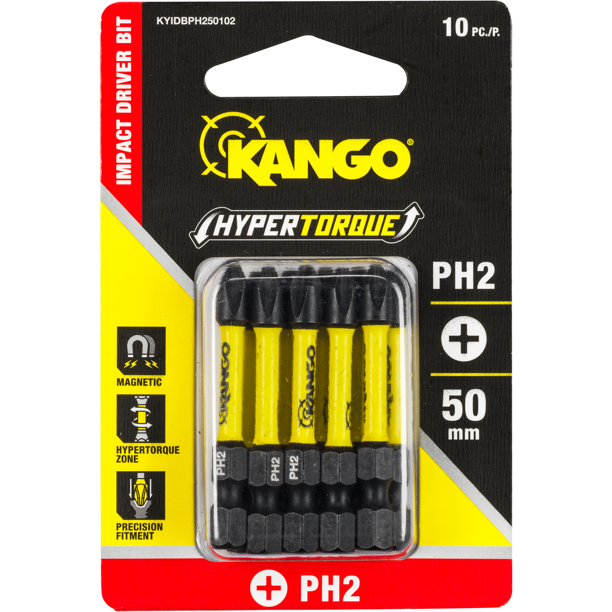 HYPERTORQUE 50mm PH2 Impact Driver Bit 10 Pack Kango KANGO Tools